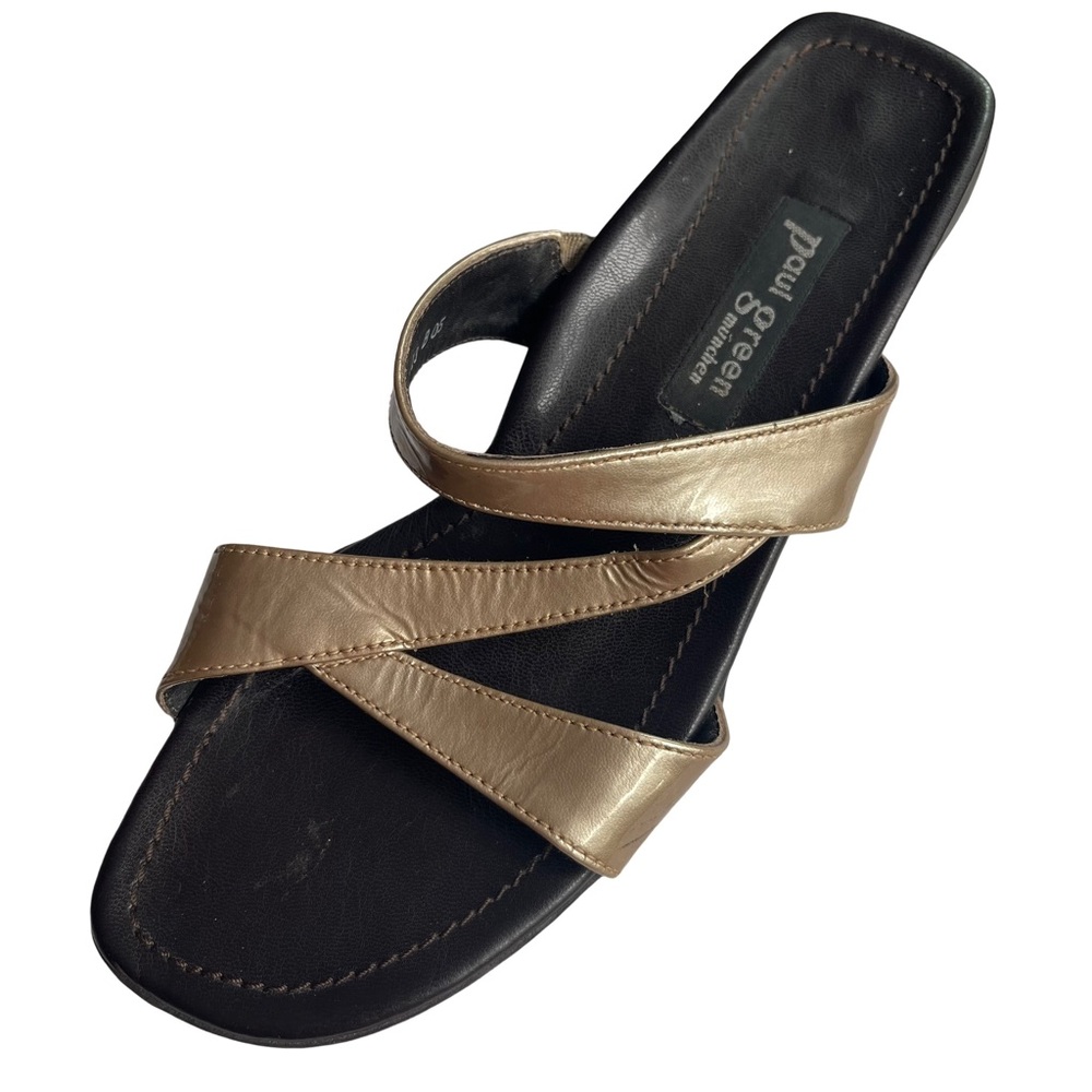 Paul Green Tan Patent Leather Strap Sandals. Nice. Size 8